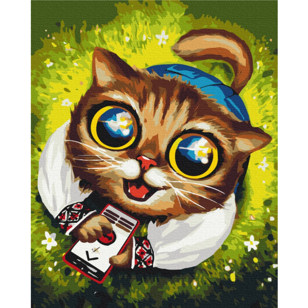 Картина по номерам Тварини, птахи та риби - Котик з ППО © Маріанна Пащук