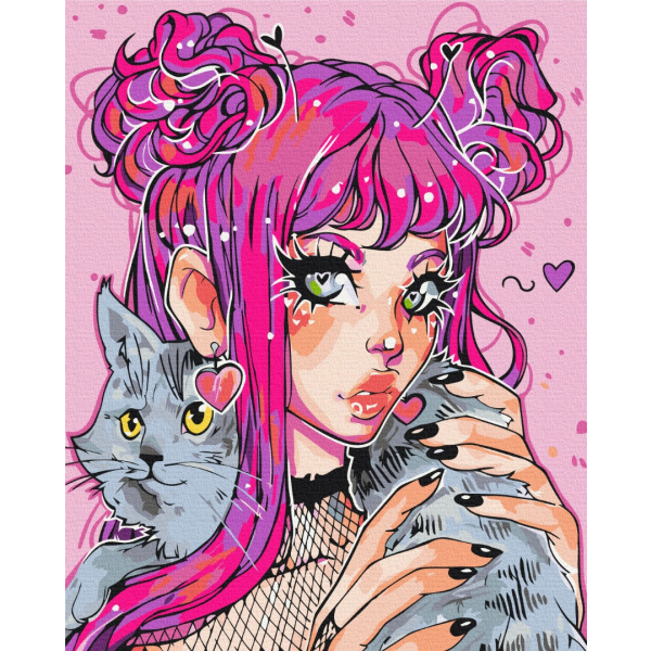 Картина по номерам Люди на картинах - Котячий погляд @nila_art_art