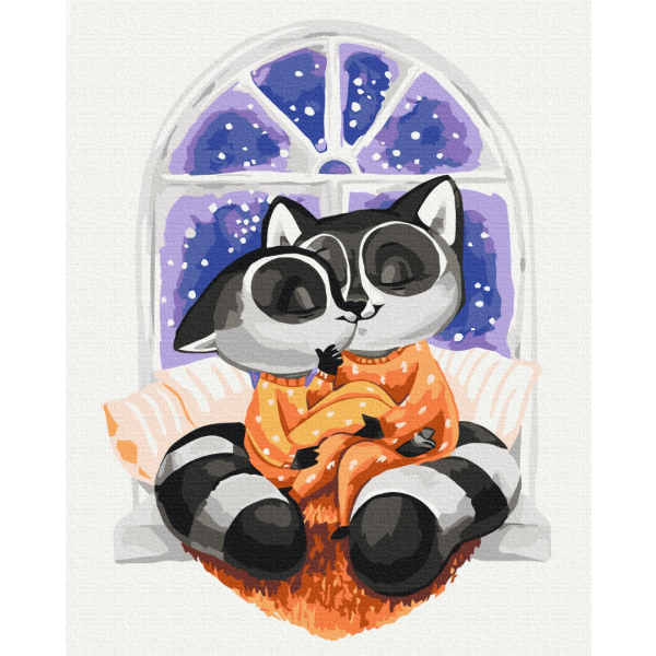 Картина по номерам Тварини, птахи та риби - Объятия енотиков © Kateryna Branchukova