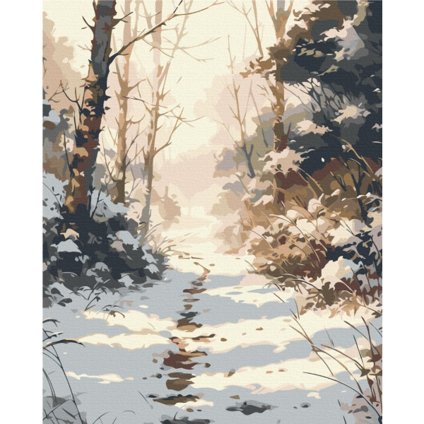 Картина по номерам Затишок, зима, Новий рік, Різдво - Засніжена доріжка