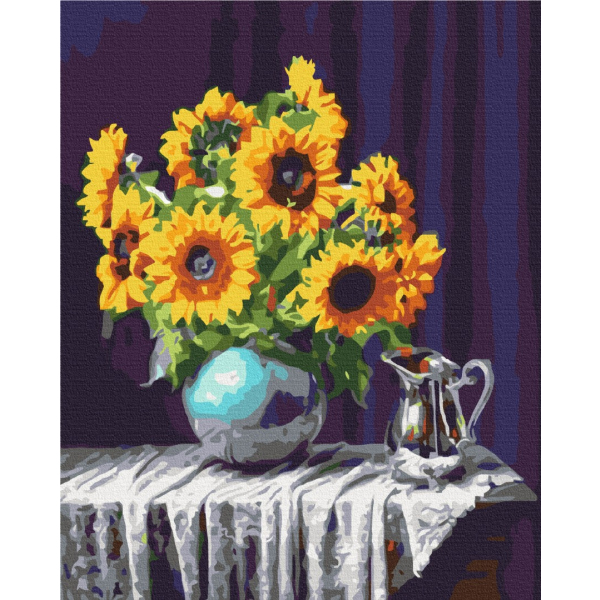 Картина по номерам Квіти - Соняшники у вазі