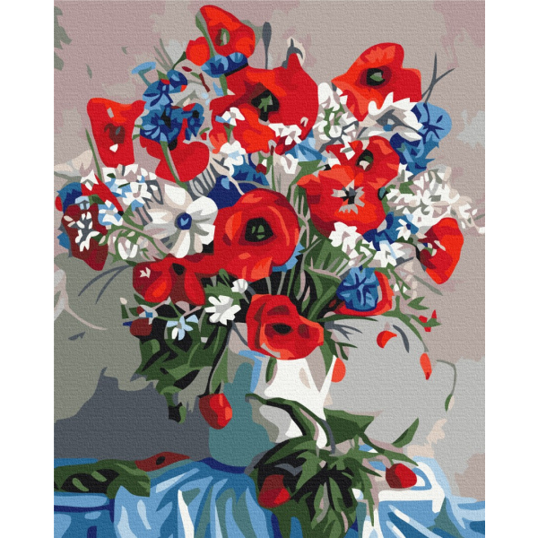 Картина по номерам Квіти - Маки у вазі