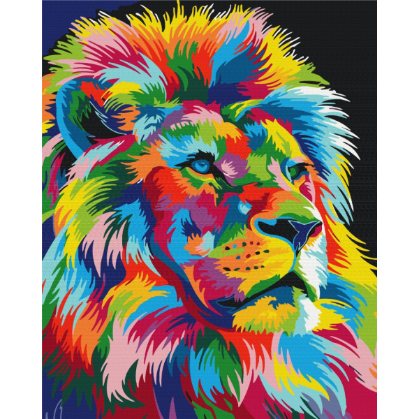Картина по номерам Поп Арт - Радужный царь зверей