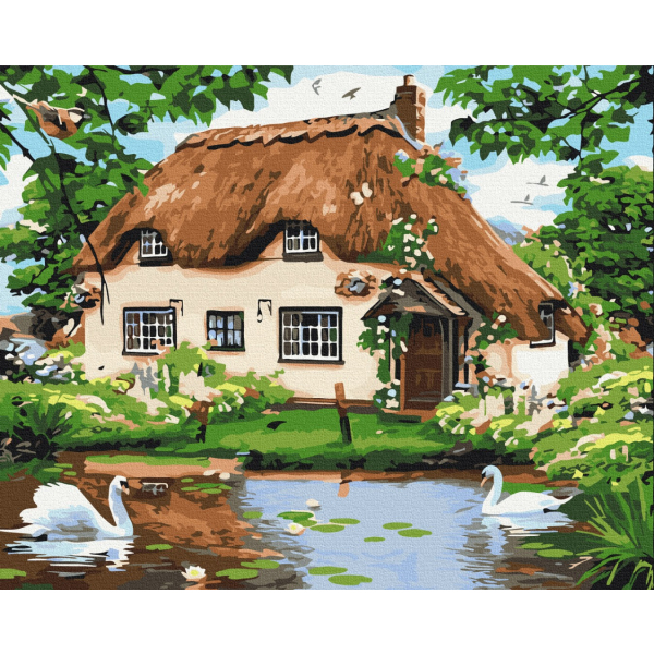 Картина по номерам Українські міста та ландшафти - Сельский домик