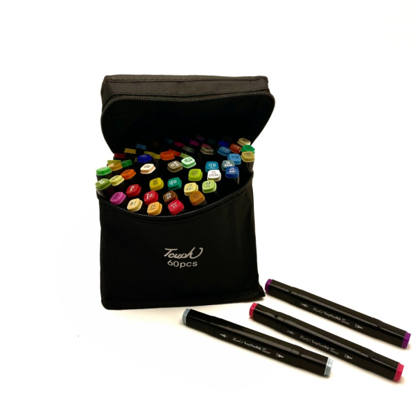 Перманентнi маркери - Набір перманентних двосторонніх маркерів на спиртовій основі (60 шт)