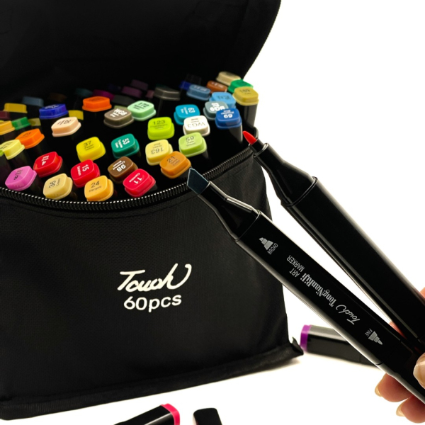 Перманентнi маркери - Набір перманентних двосторонніх маркерів на спиртовій основі (60 шт)