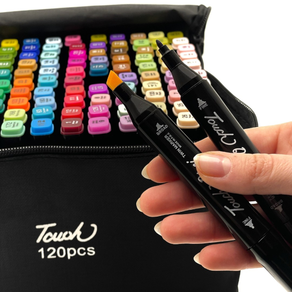 Перманентнi маркери - Набір перманентних двосторонніх маркерів на спиртовій основі (120 шт)