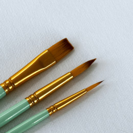 Набор профессиональных нейлоновых кисточек 3 шт. (мятные с позолотой)