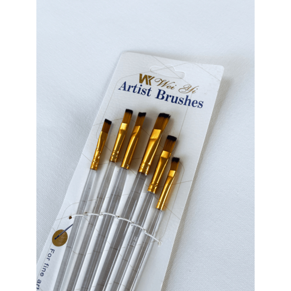 Пензлі для малювання (281) - Набір професійних нейлонових пензликів 6 шт (прозорі)