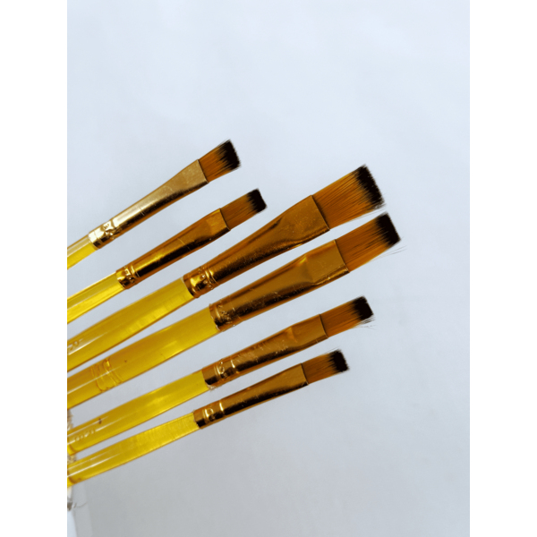 Пензлі для малювання (281) - Набор профессиональных нейлоновых кисточек 6 шт (оранжевые)