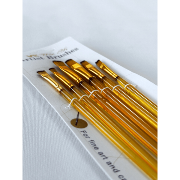 Пензлі для малювання (281) - Набор профессиональных нейлоновых кисточек 6 шт (оранжевые)