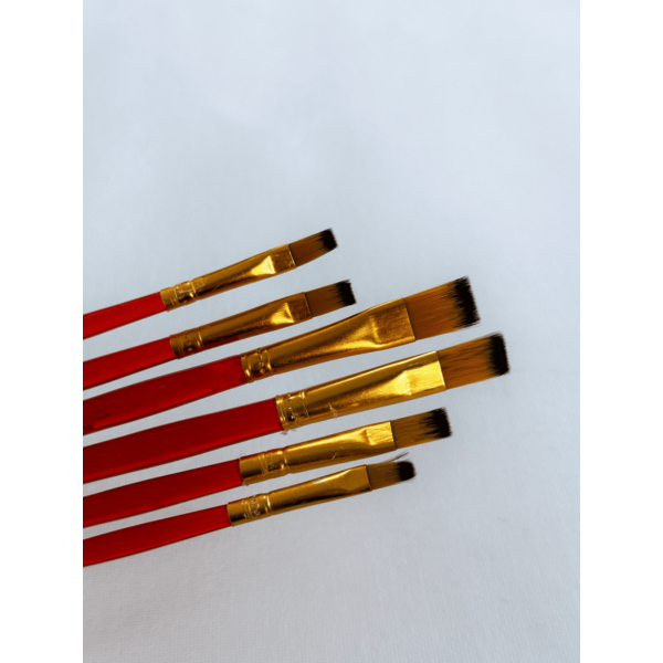 Пензлі для малювання (281) - Набір професійних нейлонових пензликів 6 шт (червоні)