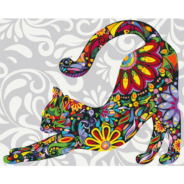 Картина по номерам Преміум картини - Квіткова киця