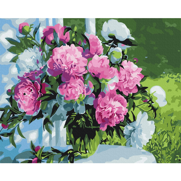 Картина по номерам Преміум картини - Букет піонів в саду