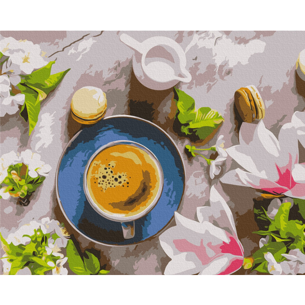 Картина по номерам Преміум картини - Кава і квіти