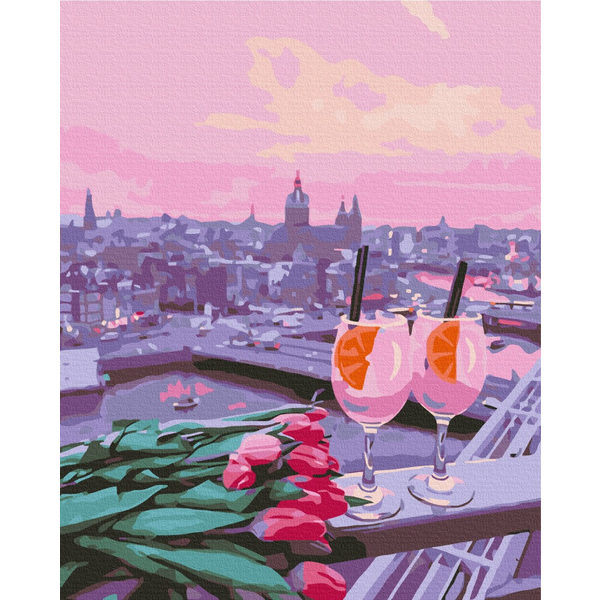 Картина по номерам Преміум картини - Вид на рожевий захід сонця