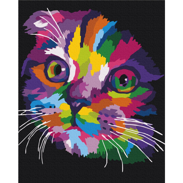 Картина по номерам Преміум картини - Веселкове кошенятко
