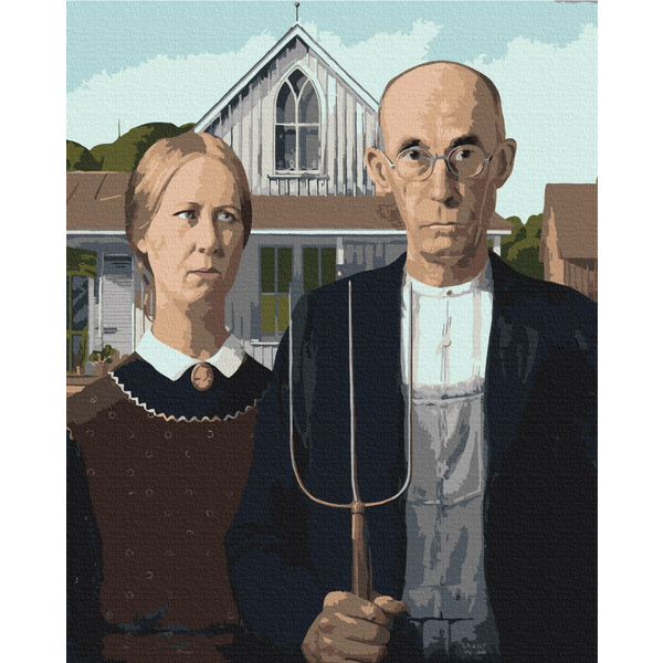 Картина по номерам Преміум картини - «Американская готика», Грант Вуд