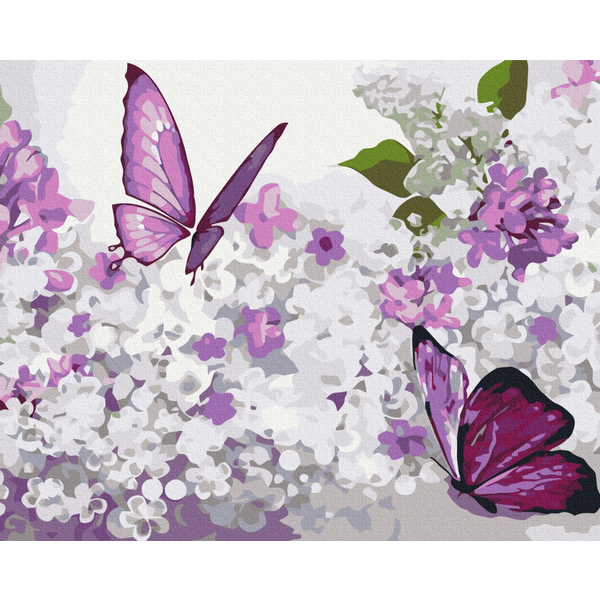 Картина по номерам Преміум картини - Бузкові метелики