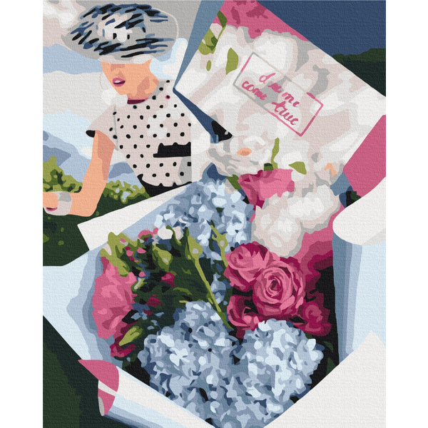 Картина по номерам Преміум картини - Букет для ретро леді