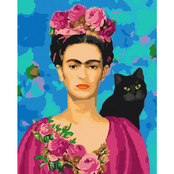 Картина по номерам Преміум картини - Фрида с кошкой