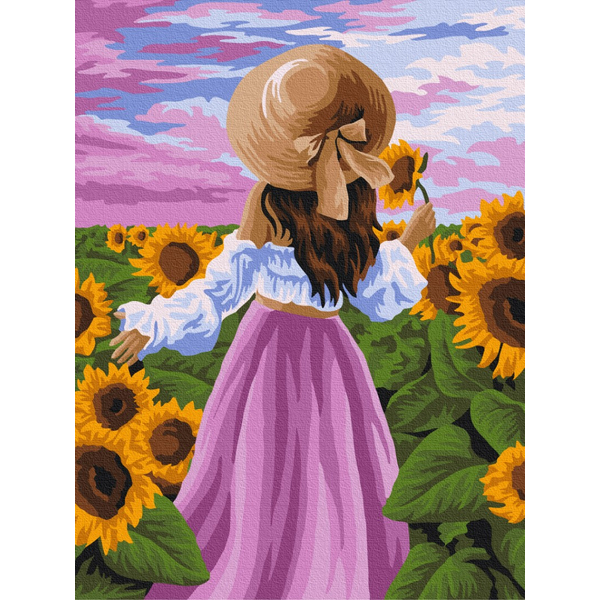 Картина по номерам Преміум картини - Леді в соняшниках