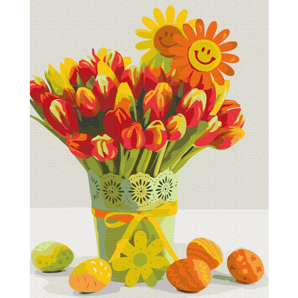 Картина по номерам Преміум картини - Великодні тюльпани