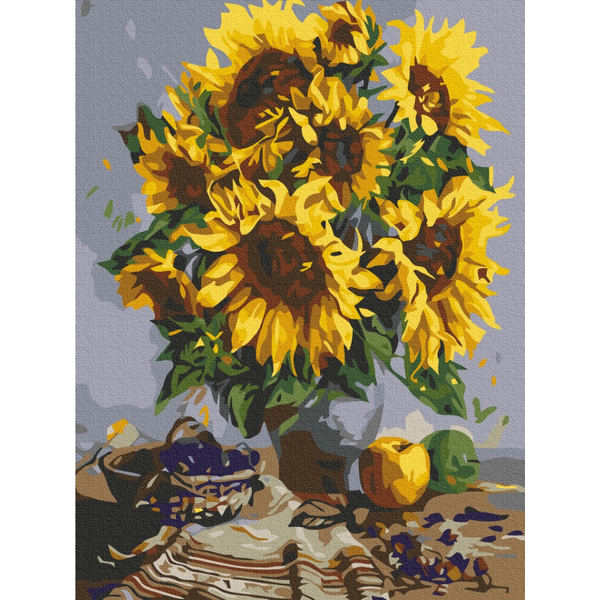 Картина по номерам Преміум картини - Натюрморт з букетом соняшників