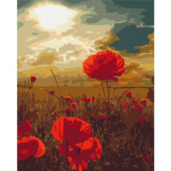 Картина по номерам Преміум картини - Маки під палаючим сонцем