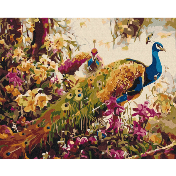 Картина по номерам Преміум картини - Квітучі пави