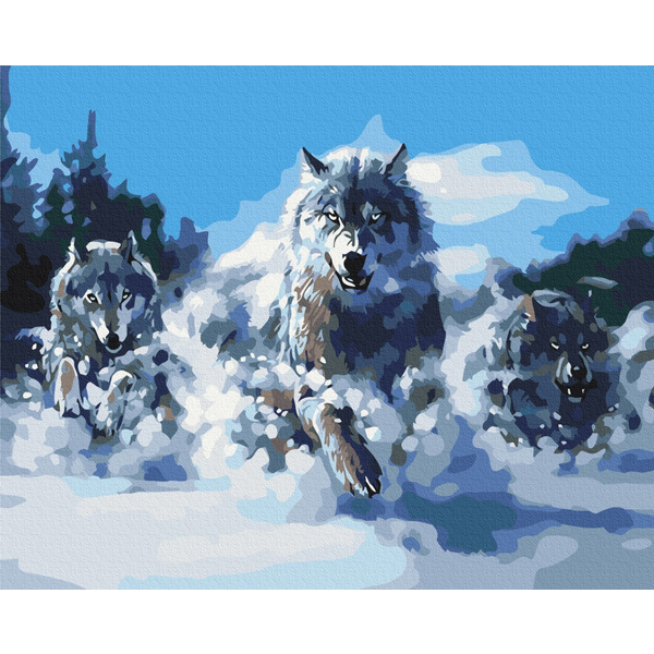 Картина по номерам Преміум картини - Вовки в русі
