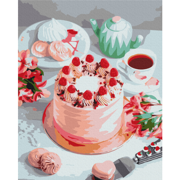 Картина по номерам Преміум картини - Рожевий десерт