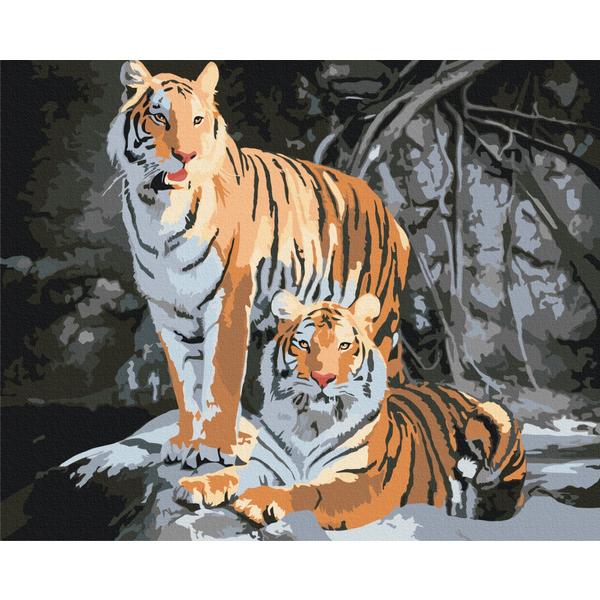 Картина по номерам Преміум картини - Дикі тигри