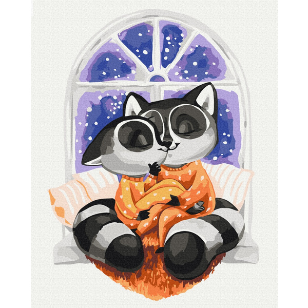 Картина по номерам Преміум картини - Обійми єнотиків © Kateryna Branchukova