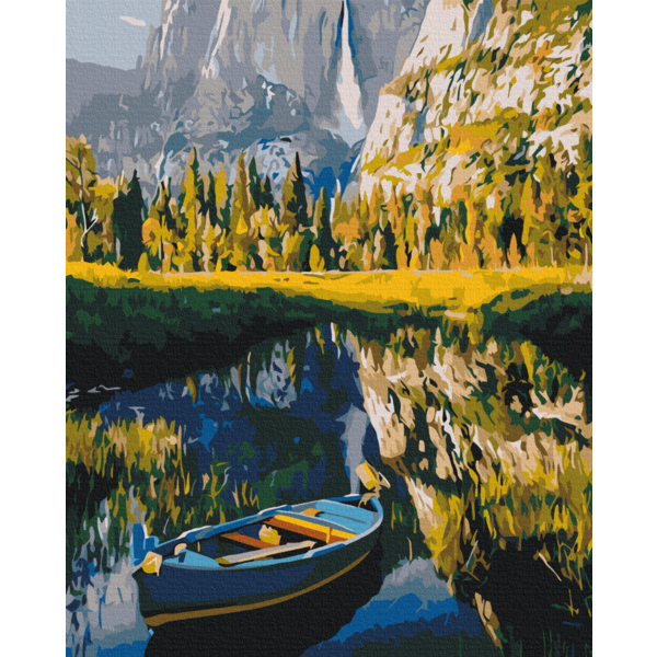 Картина по номерам Преміум картини - Човен серед гір