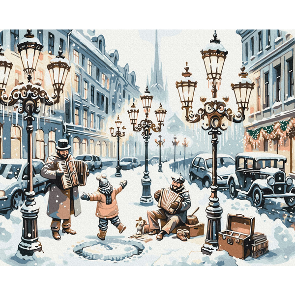 Картина по номерам Преміум картини - Одного разу на засніженій вулиці