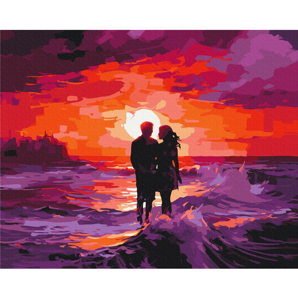 Картина по номерам Преміум картини - Пурпуровий захід