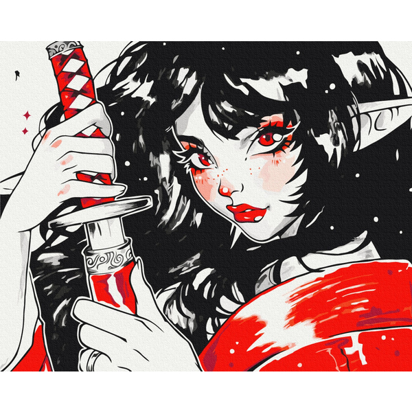 Картина по номерам Преміум картини - Червона катана @ nila_art_art