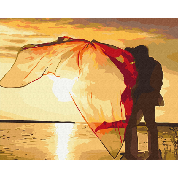 Картина по номерам Преміум картини - Двоє на заході сонця