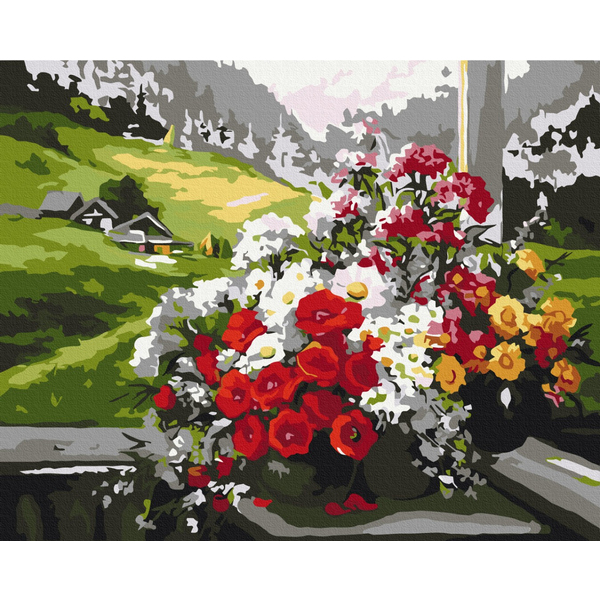 Картина по номерам Преміум картини - Букети на вікні