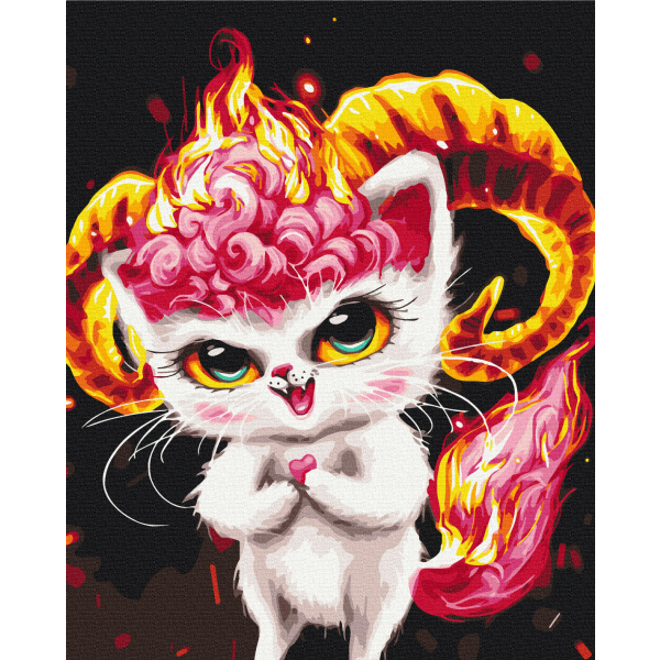 Картина по номерам Тварини, птахи та риби - Котик Овен © Маріанна Пащук