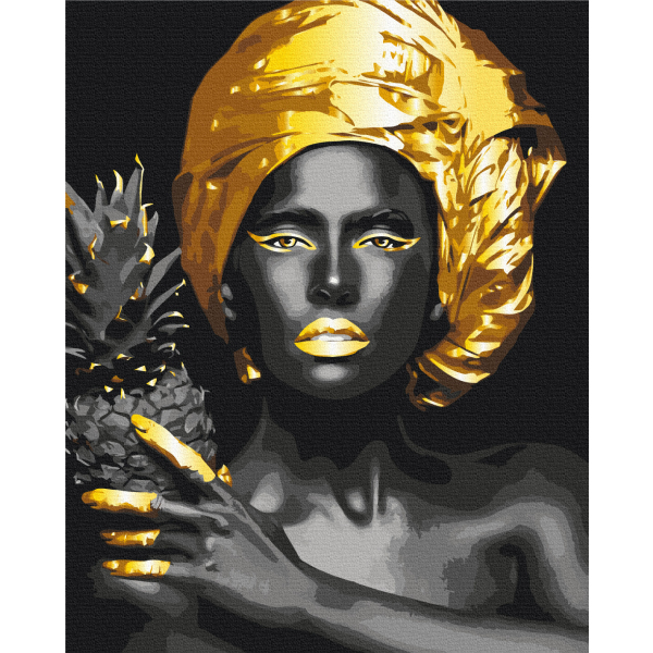 Картина по номерам Люди на картинах - Екзотична краса з золотою фарбою
