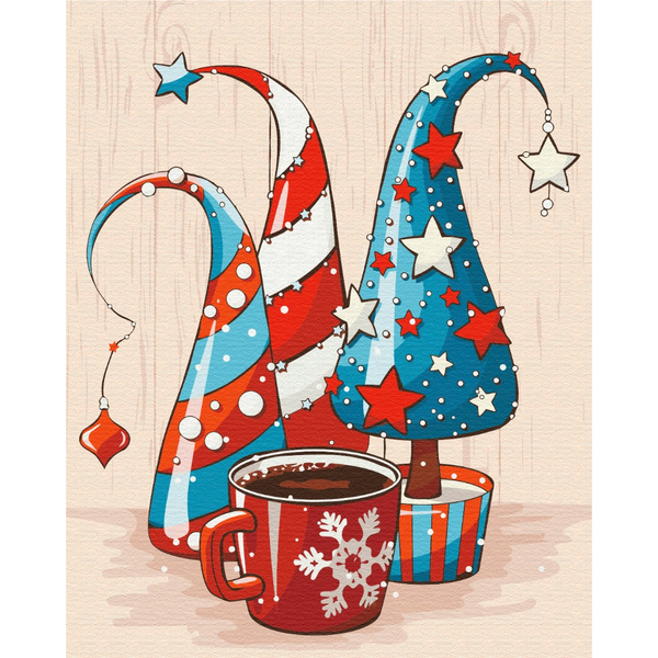 Картина по номерам Преміум картини - Різдвяні капелюшки