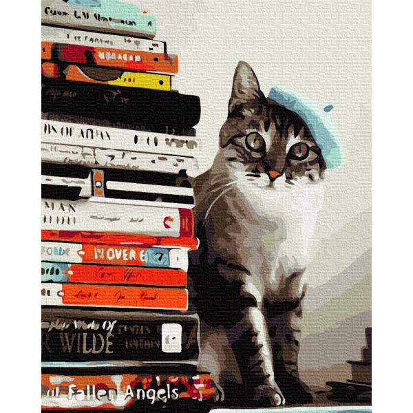 Картина по номерам Преміум картини - Кіт читайлик