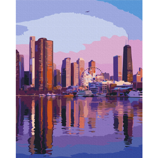Картина по номерам Преміум картини - Мегаполіс на світанку