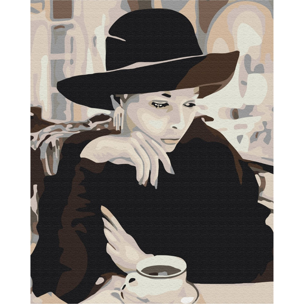 Картина по номерам Преміум картини - Леді з кавою
