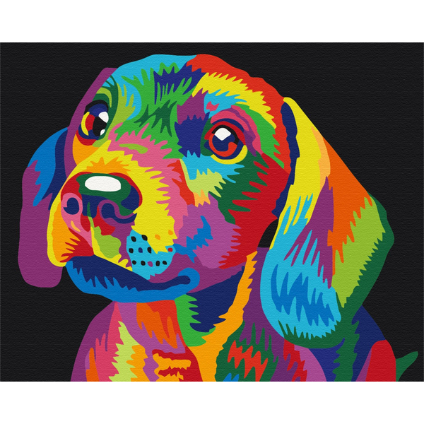Картина по номерам Преміум картини - Веселковий пес