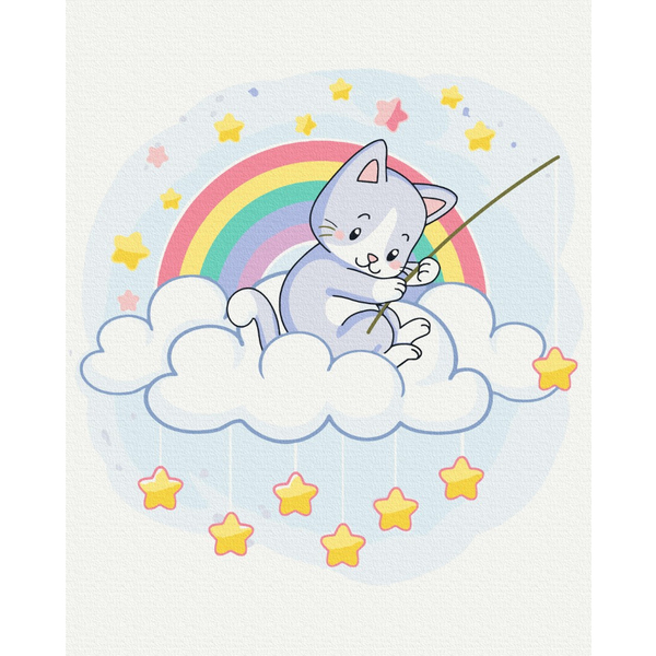 Картина по номерам Преміум картини - Котик на зореловлі