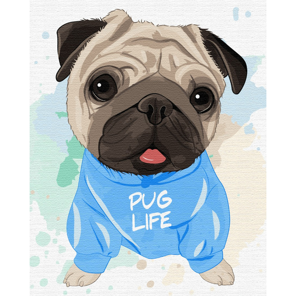 Картина по номерам Преміум картини - Яскравий мопсик