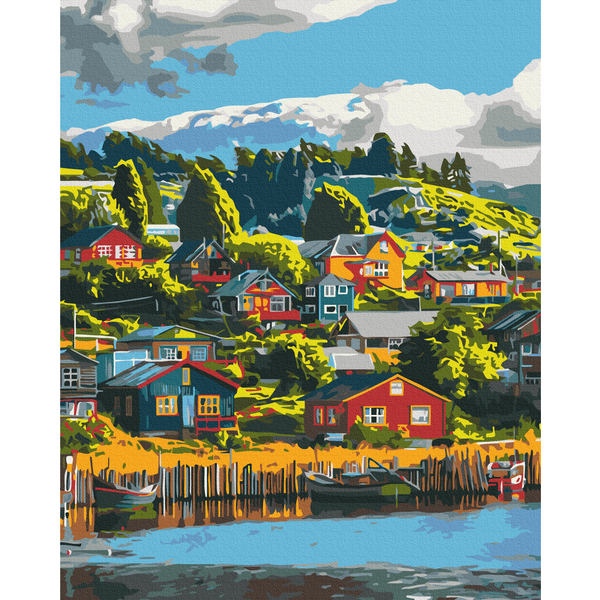 Картина по номерам Преміум картини - Кольорове село